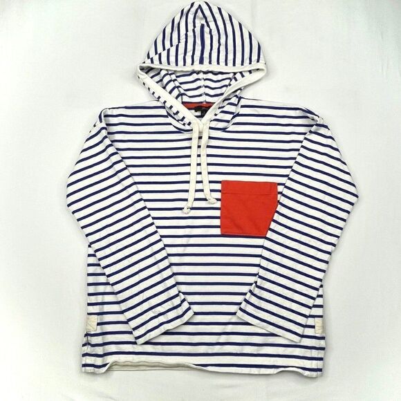 J. Crew Striped Patch Pocket Lightweight Hoodie - Picture 2 of 8